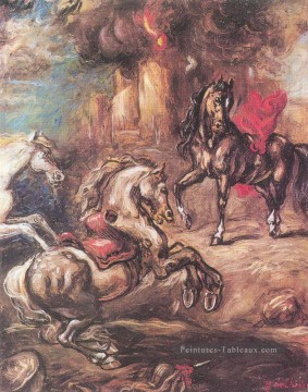  Chirico Peintre - chevaux sur la course Giorgio de Chirico surréalisme métaphysique